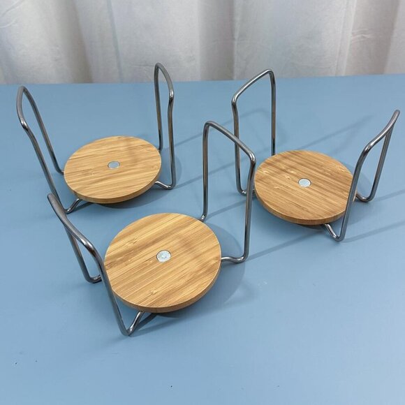 Three Ikea Bamboo/Steel Adjustable Plate Holders, Variara 22516 - Picture 1 of 2